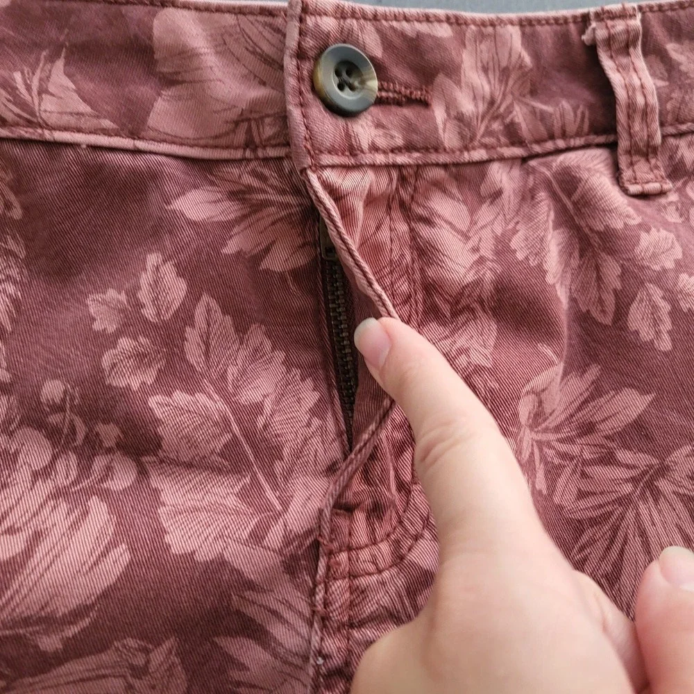 ana A New Approach Womens Mauve Floral Mid‎ Rise Twill Shorts Size 6 Boho Y2K